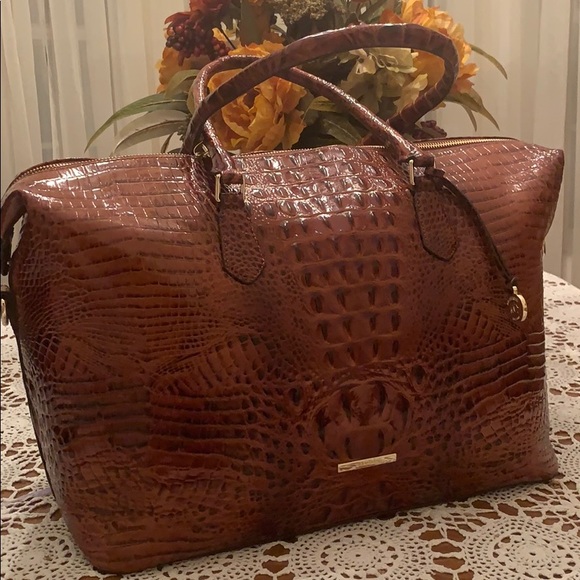 brahmin duxbury weekender travel bag pecan